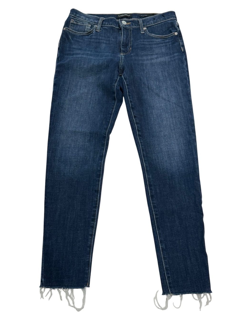 Banana Republic Indigo Mid-Rise Skinny Jeans with Frayed Hem Bottom Size 27